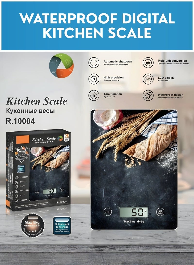 ميزان طعام رقمي – ميزان مطبخ إلكتروني بدقة 5 كجم / 1 جرام مع شاشة LCD ووظيفة التصفير (Tare)، ميزان جرام متعدد الوحدات للطبخ والخبز والتحكم في الكميات - Image 4